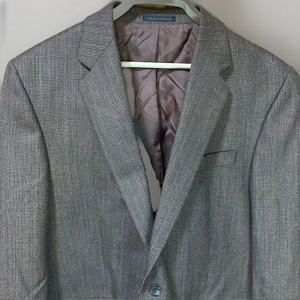 Chaps Ralph Lauren‎ Blazer Sport Coat Mens 44L Brown Wool Two Button Suit Jacket